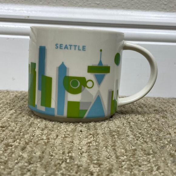 Starbucks Seattle 14 oz "You‎ Are Here" Mug Blue Interior Pre-Owned No Chips - Picture 1 of 6